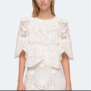 SEA-NY Lace/eyelet white blouse
